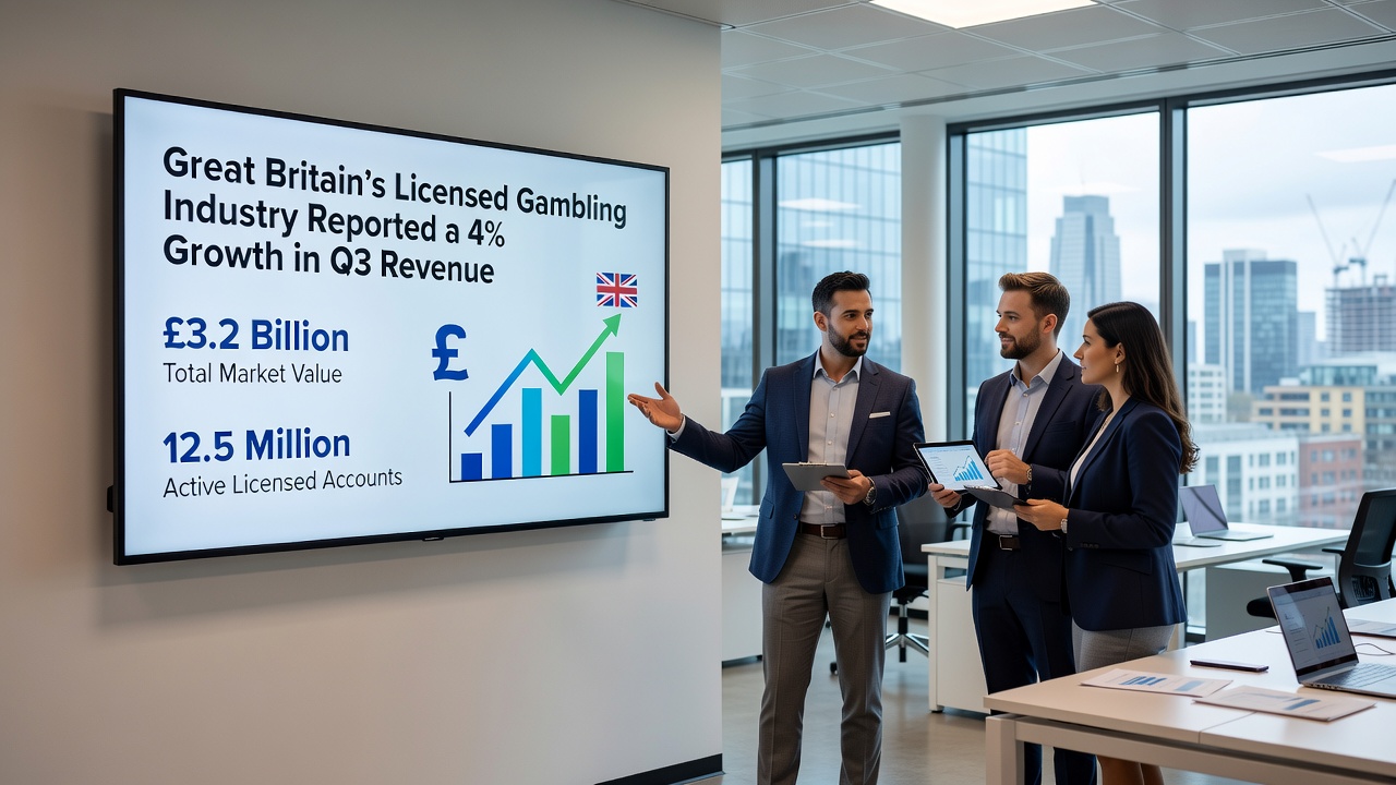 Detailed chart illustrating gross gambling yield splits between online and traditional venues in Great Britain